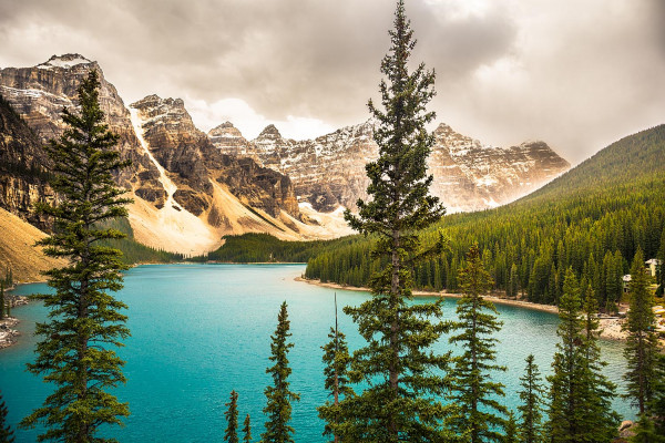 Lake Moraine under clouds